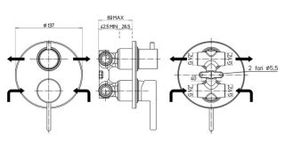 Встраиваемый смеситель для ванны Paini Brera 74PJ6911 матовое золото